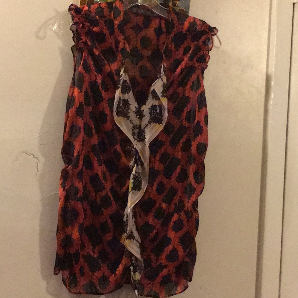 Outback Red Sheer Sleeveless Print Top